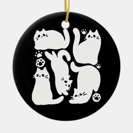 Witte Kitten Silhouetten - Schattige Feline Design Keramisch Ornament (Voorkant)