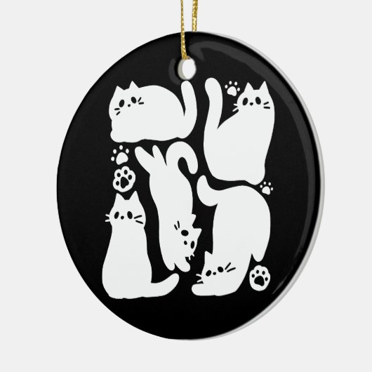 Witte Kitten Silhouetten - Schattige Feline Design Keramisch Ornament (Links)