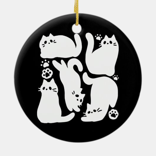Witte Kitten Silhouetten - Schattige Feline Design Keramisch Ornament (Achterkant)