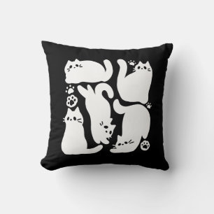 Witte Kitten Silhouetten - Schattige Feline Design Kussen