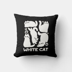 Witte Kitten Silhouetten - Schattige Feline Design Kussen