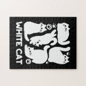 Witte Kitten Silhouetten - Schattige Feline Design Legpuzzel (Horizontaal)