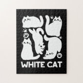 Witte Kitten Silhouetten - Schattige Feline Design Legpuzzel (Verticaal)