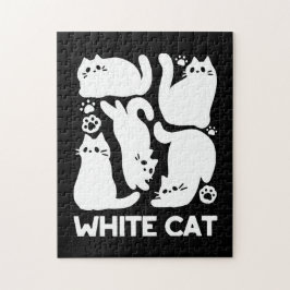 Witte Kitten Silhouetten - Schattige Feline Design Legpuzzel