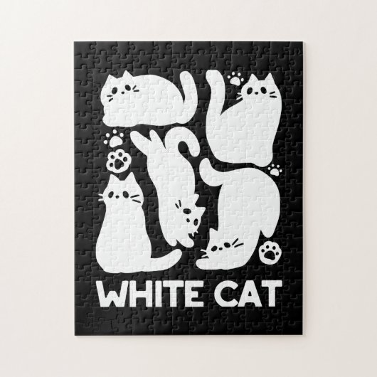 Witte Kitten Silhouetten - Schattige Feline Design Legpuzzel (Verticaal)