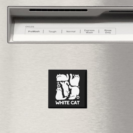 Witte Kitten Silhouetten - Schattige Feline Design Magneet (Insitu (Vaatwasser))