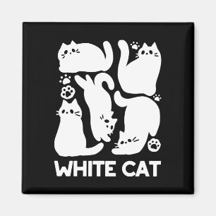 Witte Kitten Silhouetten - Schattige Feline Design Magneet
