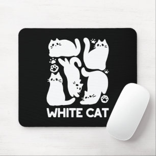 Witte Kitten Silhouetten - Schattige Feline Design Muismat