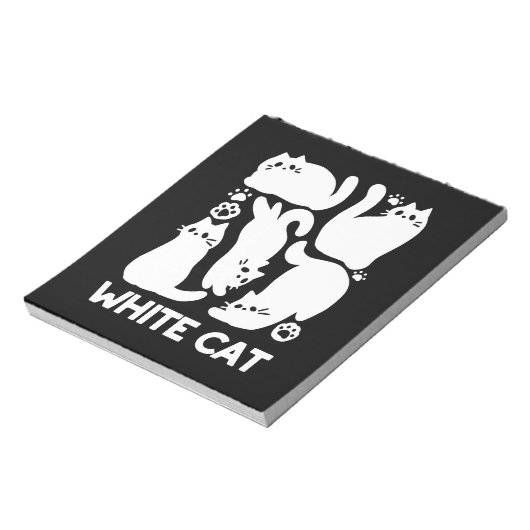 Witte Kitten Silhouetten - Schattige Feline Design Notitieblok (Linkerzijde)