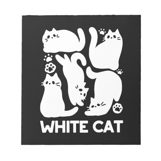 Witte Kitten Silhouetten - Schattige Feline Design Notitieblok (Voorkant)