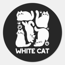 Witte Kitten Silhouetten - Schattige Feline Design Ronde Sticker