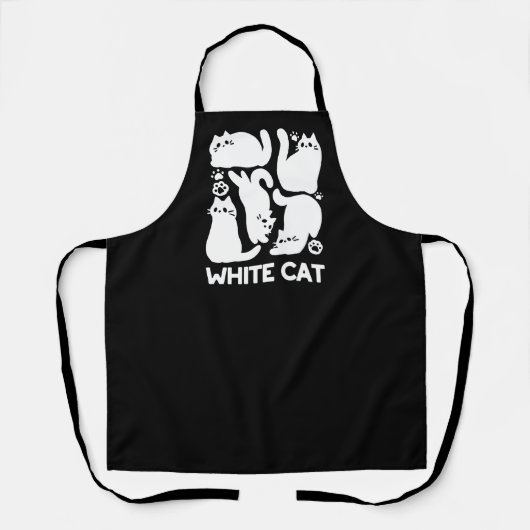 Witte Kitten Silhouetten - Schattige Feline Design Schort (Voorkant)