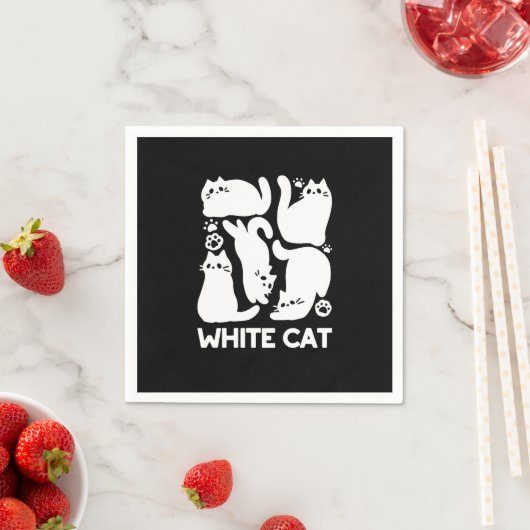 Witte Kitten Silhouetten - Schattige Feline Design Servet (Insitu)