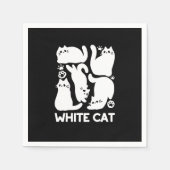 Witte Kitten Silhouetten - Schattige Feline Design Servet (Voorkant)