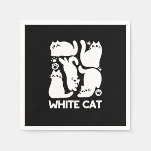 Witte Kitten Silhouetten - Schattige Feline Design Servet