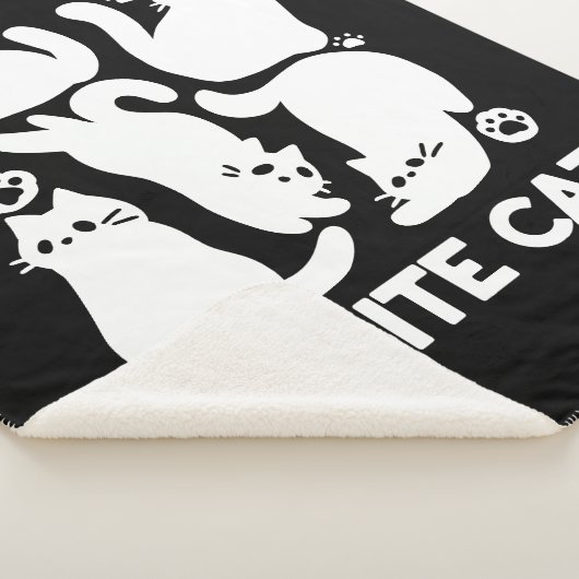Witte Kitten Silhouetten - Schattige Feline Design Sherpa Deken (3/4)