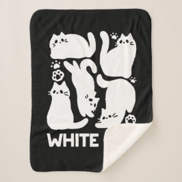 Witte Kitten Silhouetten - Schattige Feline Design Sherpa Deken