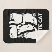 Witte Kitten Silhouetten - Schattige Feline Design Sherpa Deken (Voorkant (horizontaal))