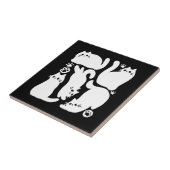 Witte Kitten Silhouetten - Schattige Feline Design Tegeltje (Zijkant)