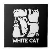 Witte Kitten Silhouetten - Schattige Feline Design Tegeltje (Voorkant)