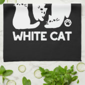 Witte Kitten Silhouetten - Schattige Feline Design Theedoek (Gevouwen)