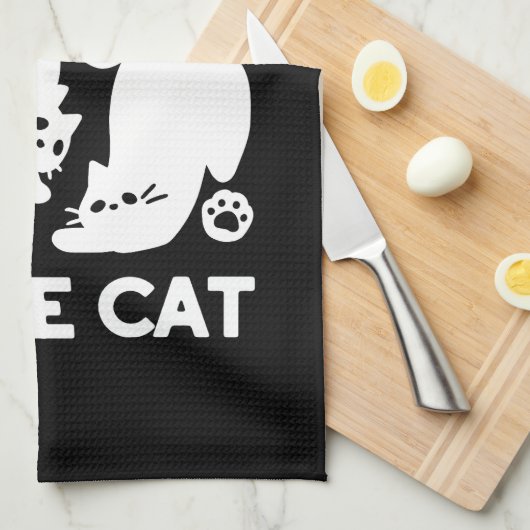 Witte Kitten Silhouetten - Schattige Feline Design Theedoek (Quarter Fold)