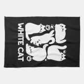 Witte Kitten Silhouetten - Schattige Feline Design Theedoek (Horizontaal)