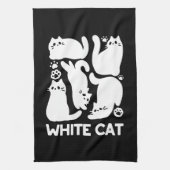 Witte Kitten Silhouetten - Schattige Feline Design Theedoek (Verticaal)