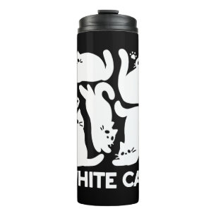 Witte Kitten Silhouetten - Schattige Feline Design Thermosbeker