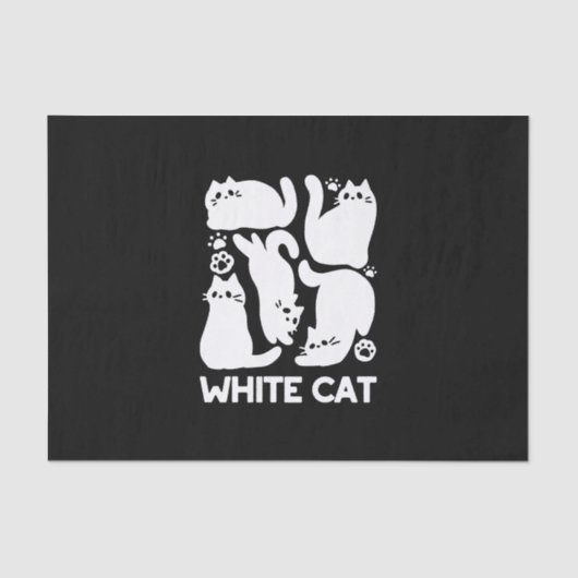 Witte Kitten Silhouetten - Schattige Feline Design Tissuepapier (Voorkant)