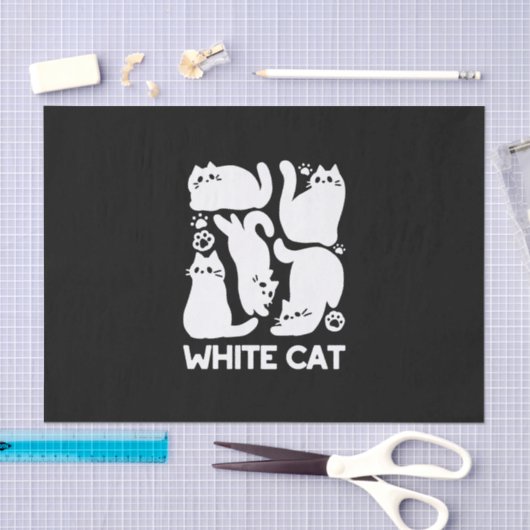 Witte Kitten Silhouetten - Schattige Feline Design Tissuepapier (Craft)