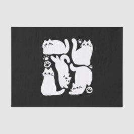 Witte Kitten Silhouetten - Schattige Feline Design Tissuepapier