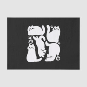 Witte Kitten Silhouetten - Schattige Feline Design Tissuepapier