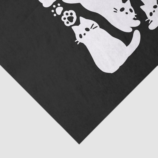 Witte Kitten Silhouetten - Schattige Feline Design Tissuepapier (Detail)