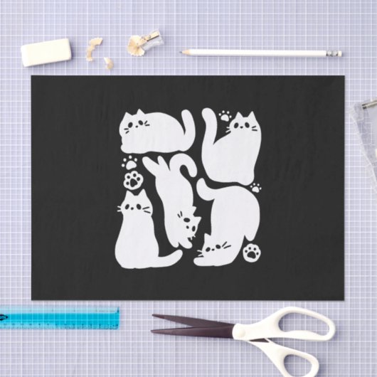 Witte Kitten Silhouetten - Schattige Feline Design Tissuepapier (Craft)