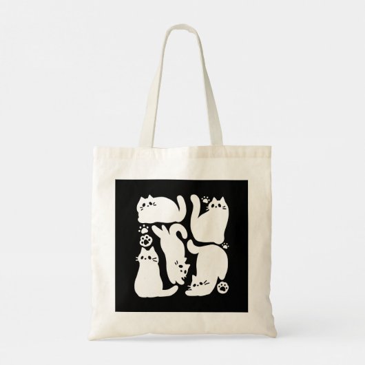 Witte Kitten Silhouetten - Schattige Feline Design Tote Bag (Achterkant)