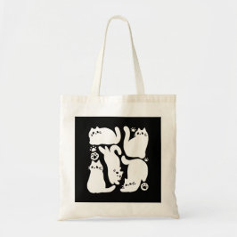 Witte Kitten Silhouetten - Schattige Feline Design Tote Bag