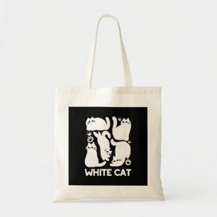 Witte Kitten Silhouetten - Schattige Feline Design Tote Bag