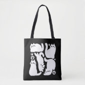 Witte Kitten Silhouetten - Schattige Feline Design Tote Bag (Voorkant)