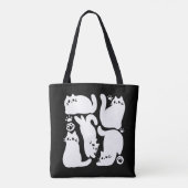 Witte Kitten Silhouetten - Schattige Feline Design Tote Bag (Achterkant)