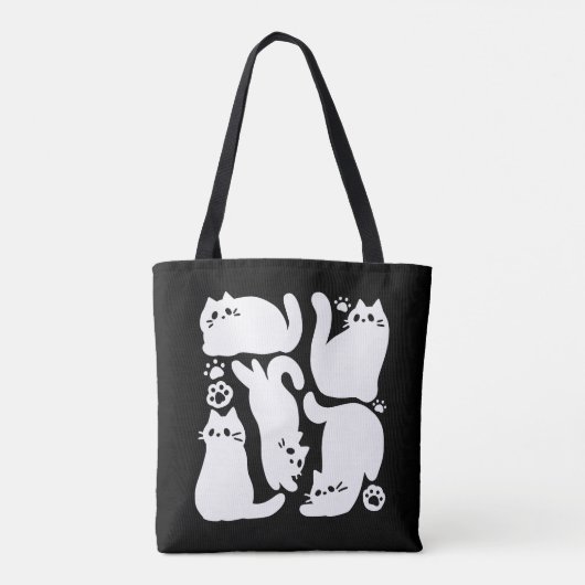 Witte Kitten Silhouetten - Schattige Feline Design Tote Bag (Achterkant)