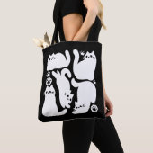 Witte Kitten Silhouetten - Schattige Feline Design Tote Bag (Dichtbij)