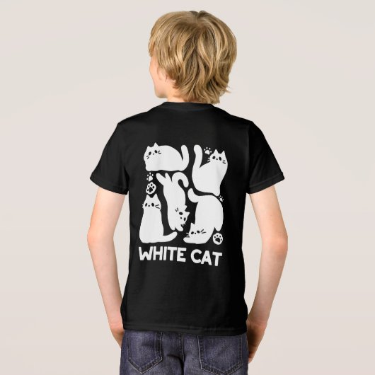 Witte Kitten Silhouetten - Schattige Feline Design Tri-Blend Shirt (Achterkant volledig)