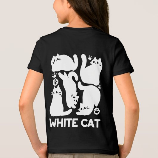 Witte Kitten Silhouetten - Schattige Feline Design Tri-Blend Shirt (Achterkant)