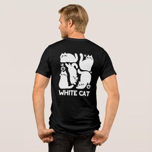 Witte Kitten Silhouetten - Schattige Feline Design Tri-Blend Shirt (Achterkant volledig)