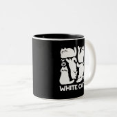 Witte Kitten Silhouetten - Schattige Feline Design Tweekleurige Koffiemok (Voorkant rechts)