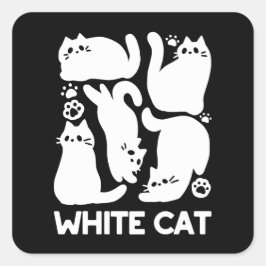Witte Kitten Silhouetten - Schattige Feline Design Vierkante Sticker
