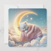 Witte kitten slaapt op een maansikkel kaart (Voorkant)