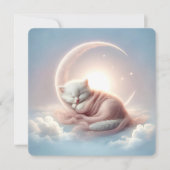 Witte kitten slaapt op een maansikkel kaart (Voorkant)