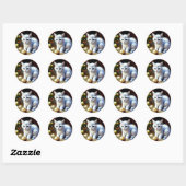 Witte Kitten Spelen met Gouden Kerstmis Ornamenten Ronde Sticker (Vel)
